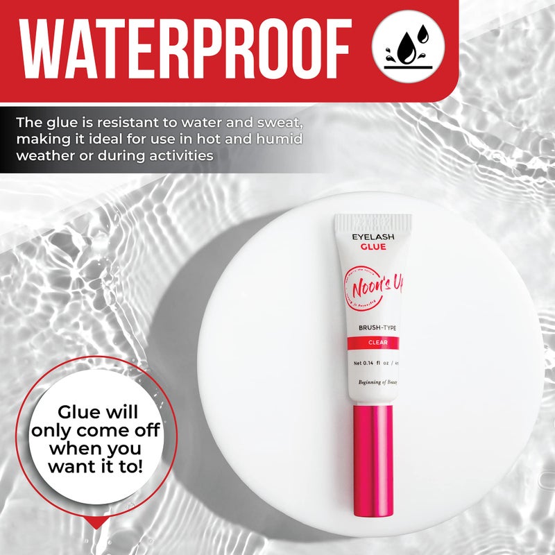 NOON'S UP Eyelash Glue (Clear) - Super Strong Hold Eyelash Adhesive | Waterproof Hypoallergenic Lash Glue for Sensitive Eyes | Blends Naturally (0.14 Fl. Oz.) - Image 4